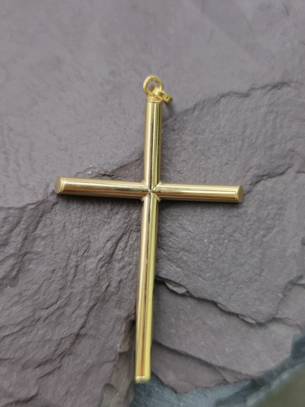 New Solid 9ct Yellow Gold Plain Cross Simple Pendant 55mm x 30mm Hallmarked