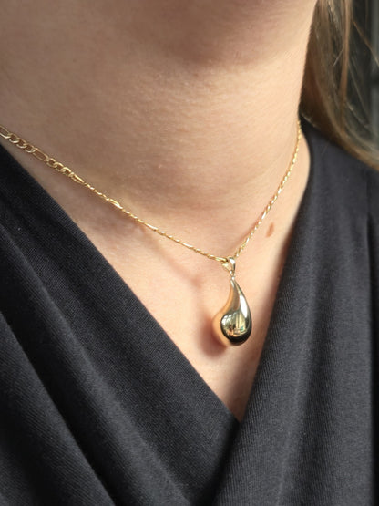 New 9k Yellow Gold Pendant Bottega Fashion Popped Teardrop with Loop Pear Shape
