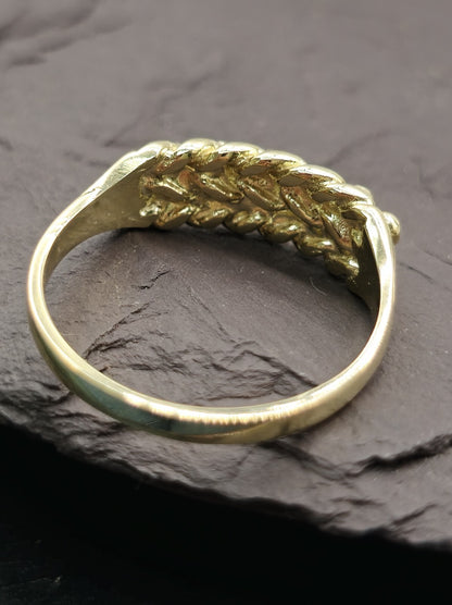 New Solid 9ct Yellow Gold Men's Signet Keeper Ring size: T Hallmarked Two Row