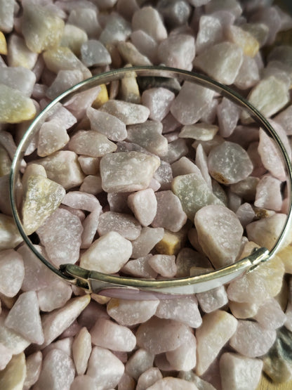 Lovely 925 Sterling Silver ID BANGLE Bracelet White and Pink 13g
