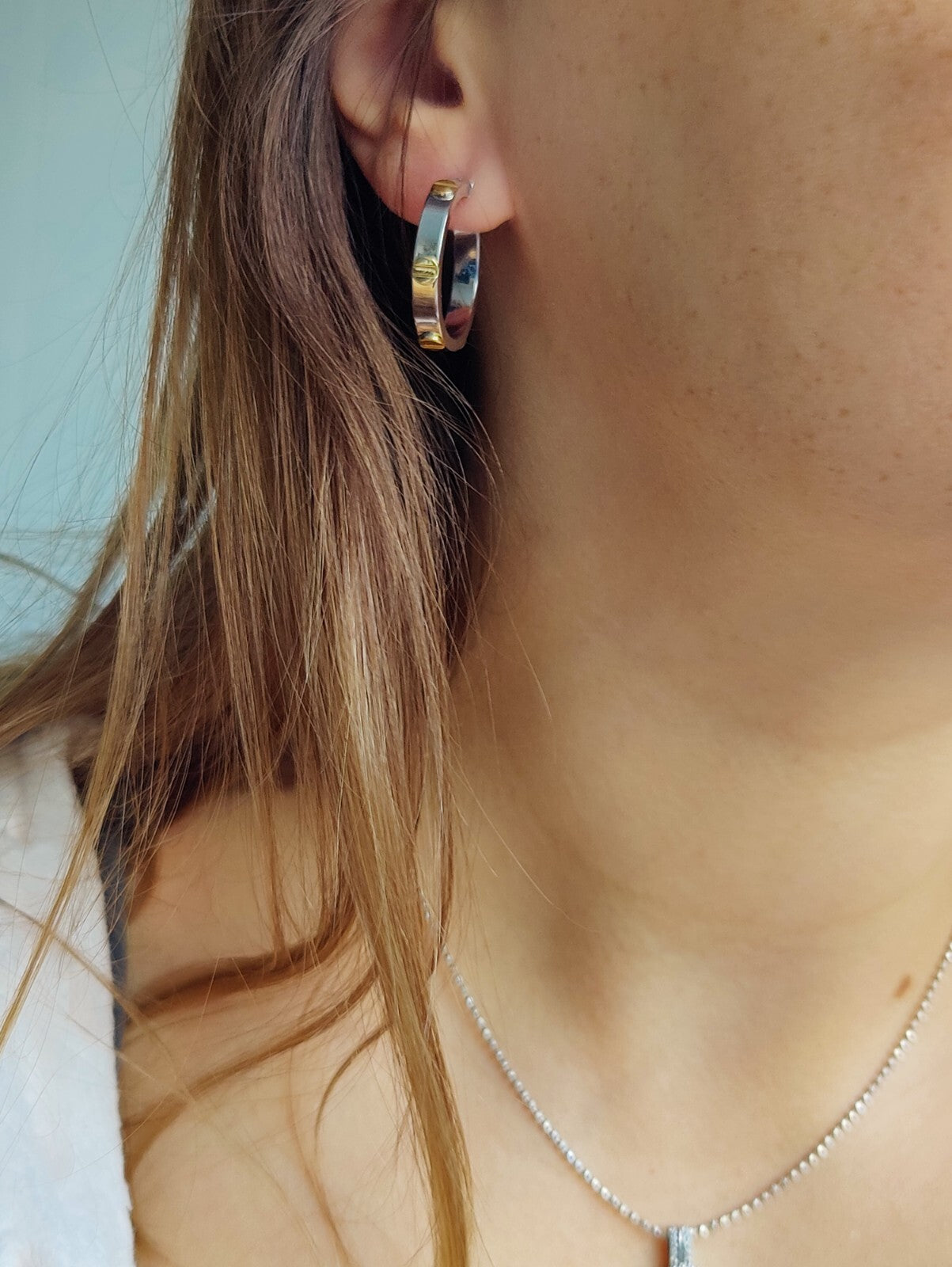 NEW Small Gold Hoop Earrings 9ct White Gold 20mm Hallmarked Hoops Screw Love ly