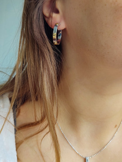 NEW Small Gold Hoop Earrings 9ct White Gold 20mm Hallmarked Hoops Screw Love ly