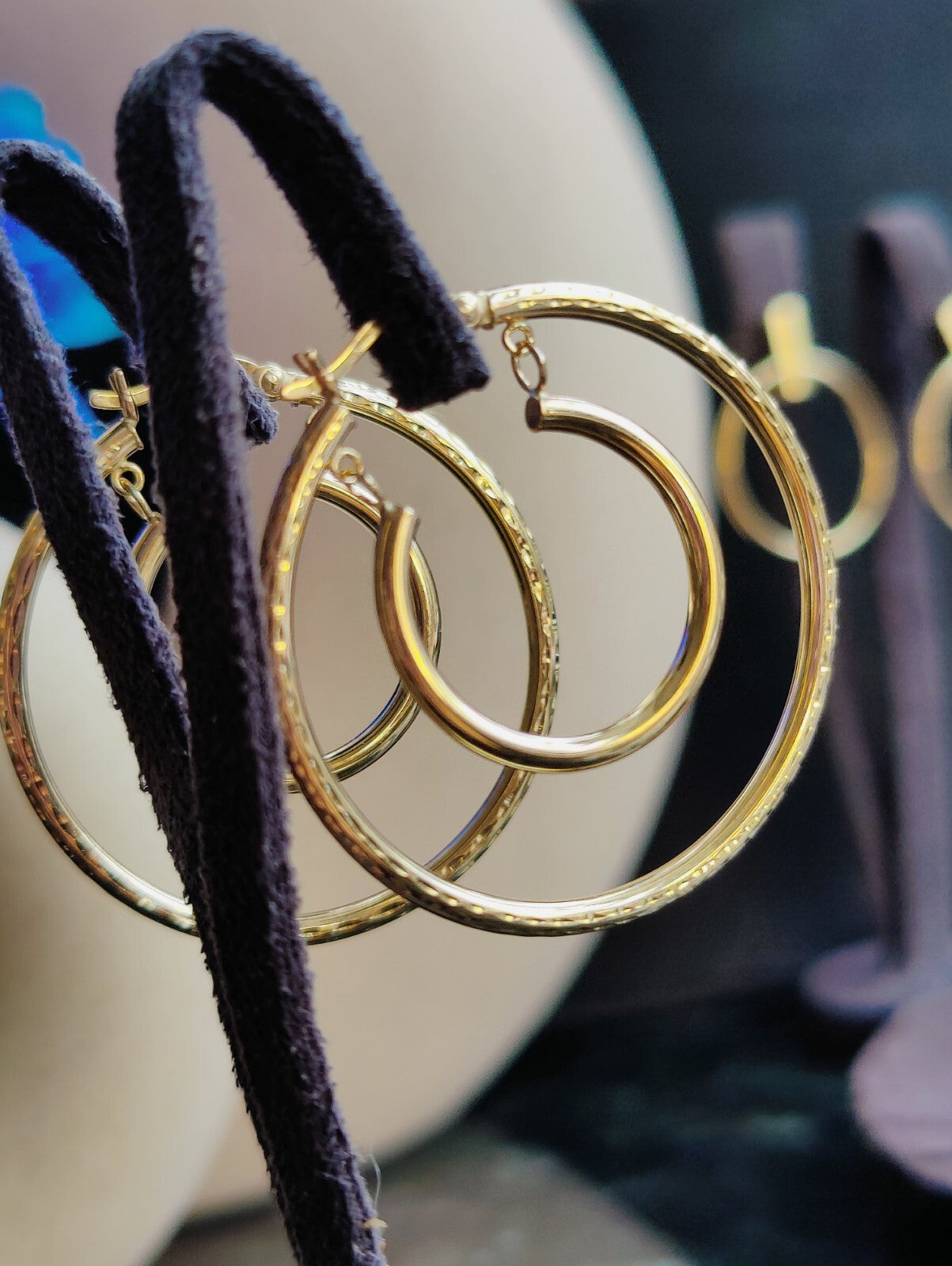 9ct Solid Yellow Gold Double Hoop Earrings Two Circles Hoops 34mm Hallmarked 