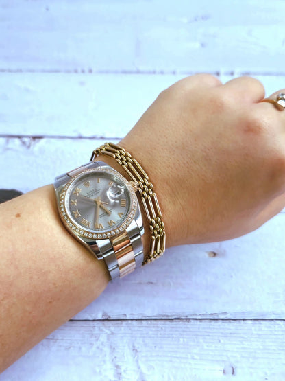 Vintage 15ct Rose/Pink Gold Gate Mesh Bracelet Link 20.8cm 13g Unisex 7.5mm Wide