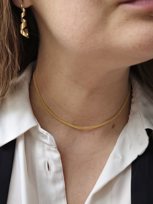 Solid 22K Yellow Gold Wheat/Foxtail Chain 15inch / 35cm Chocker 1.5mm Hook Clasp