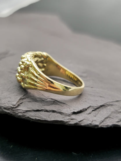 New Solid 9ct Yellow Gold Men's Signet Keeper Ring size: S+ Hallmarked Four Row
