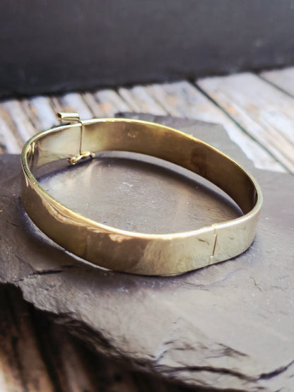 9ct Yellow Gold Chunky Flat Square Plain Bangle Stacking BRACELET 10mm Wide