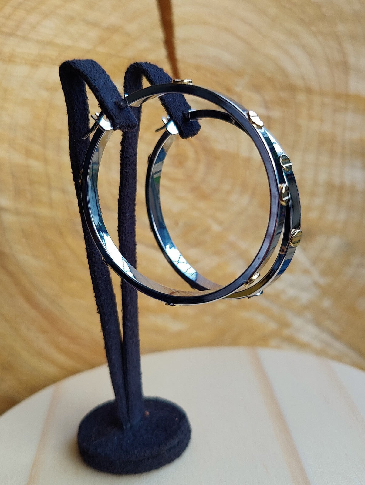 NEW Gold Screw Hoop Earrings 4.95 grams 9ct White Gold 40mm Hallmarked New