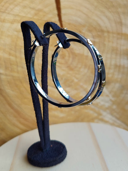NEW Gold Screw Hoop Earrings 4.95 grams 9ct White Gold 40mm Hallmarked New