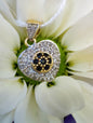 Solid 9CT YELLOW WHITE GOLD DIAMOND SAPPHIRE heartshape PENDANT Hallmarked 