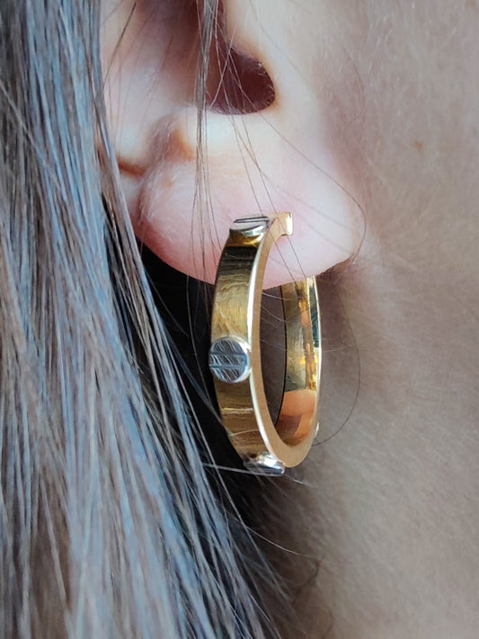 NEW Love Gold Screw Hoop Earrings 9ct Yellow Gold 25mm Hallmarked New