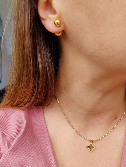 Double Ball Reversible 9K Yellow Gold Stud Earrings 8-14 mm Hallmarked Two Balls