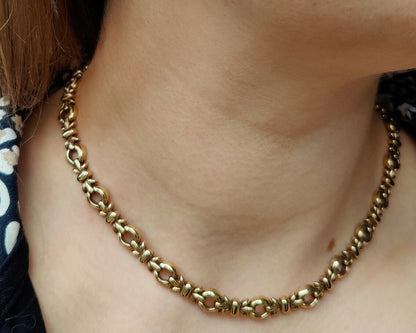 Vintage 9ct Solid Yellow Gold Chain/Necklace Fancy 17-18" Hallmarked 24grams 