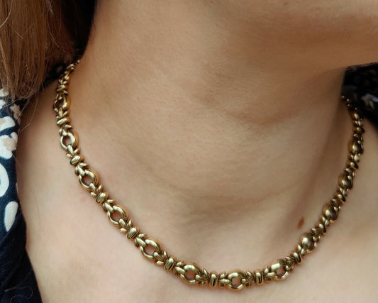 Vintage 9ct Solid Yellow Gold Chain/Necklace Fancy 17-18" Hallmarked 24grams 