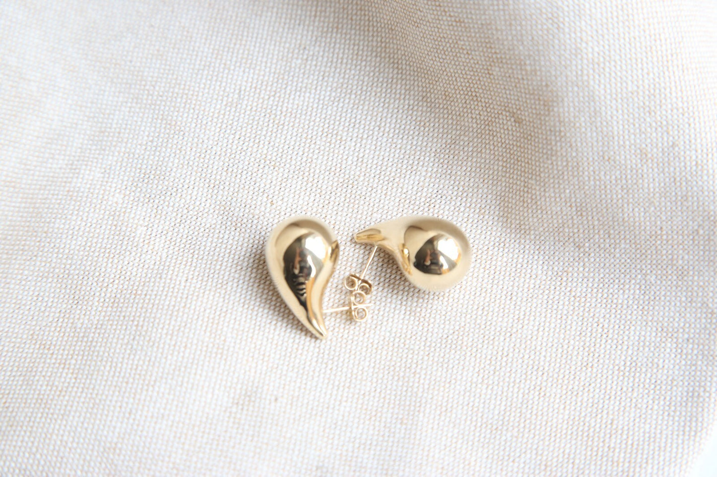 New 9k Yellow Gold Trendy Big Thick Waterdrop Tear Drop Earrings Bottegac 25mm