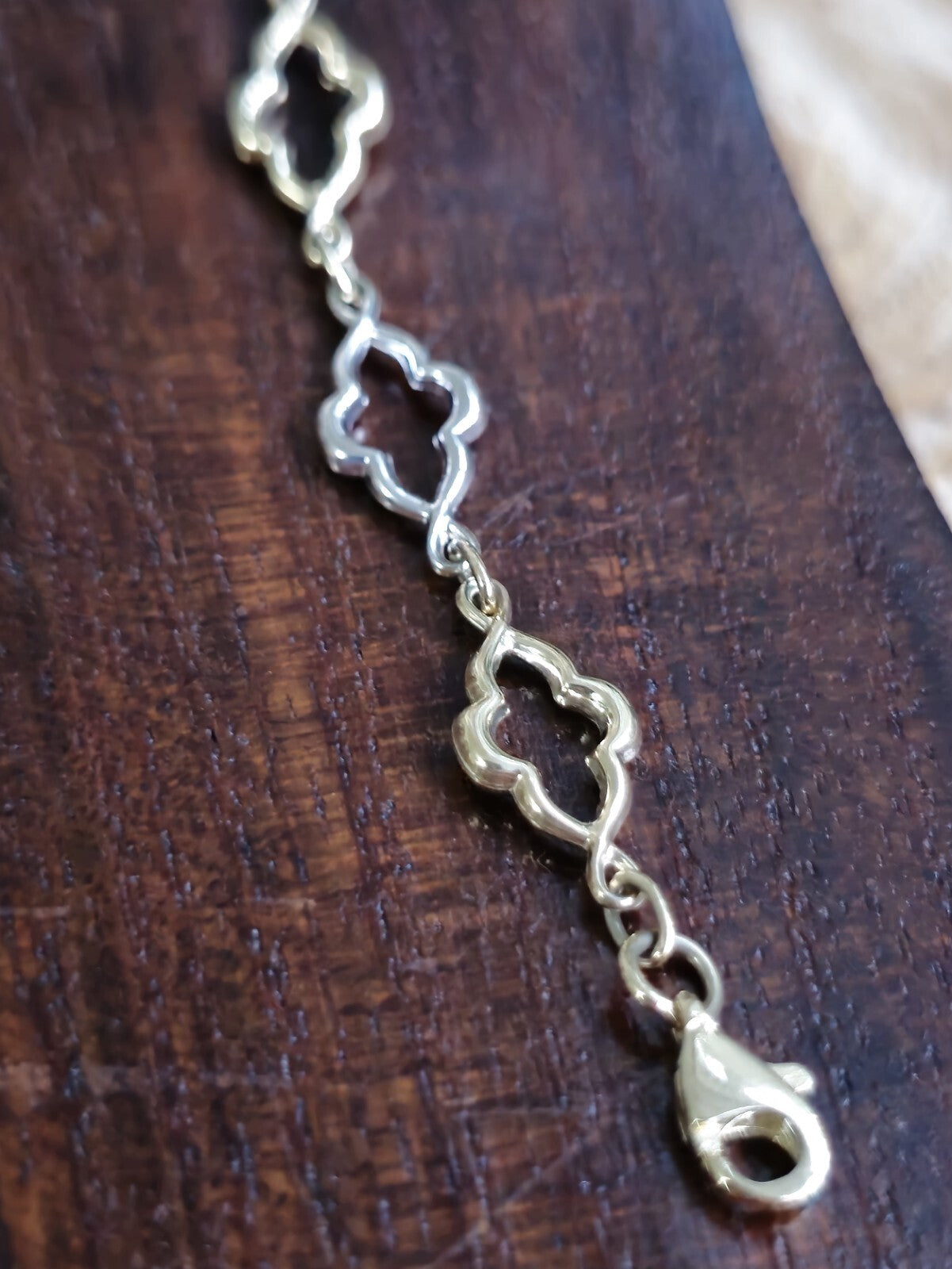 New Solid 9ct Yellow/WhiteGold Chain BRACELET 7.5inch Hallmarked 375 Lovely