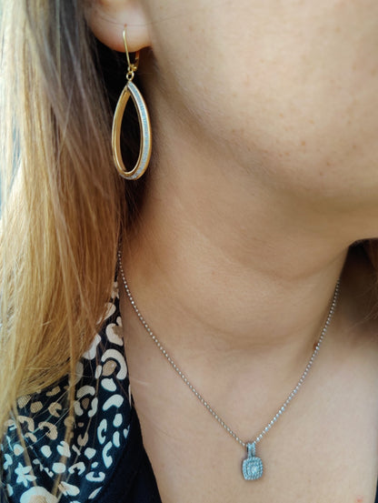 NEW Sparklig OVAL Drop Dangling Earrings 9ct Yellow Gold Leverback Hallmarked