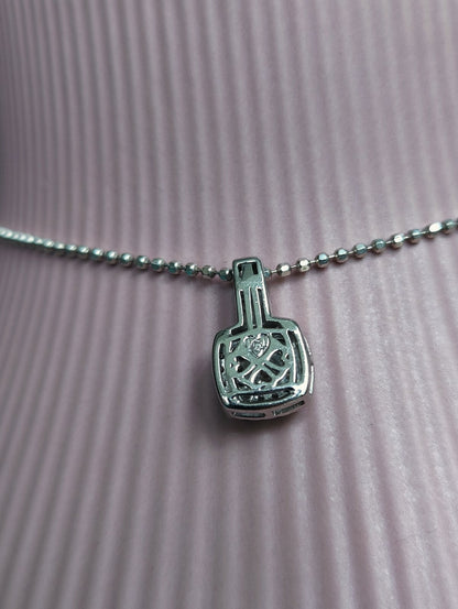 9ct White Gold, 0.5ct Brilliant Cut Diamond Halo Pendant Square Shape