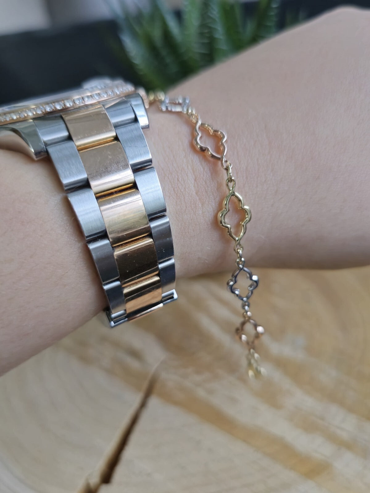 New Solid 9ct Yellow/White/Rose Gold Chain BRACELET 7.5inch Hallmarked Lovely
