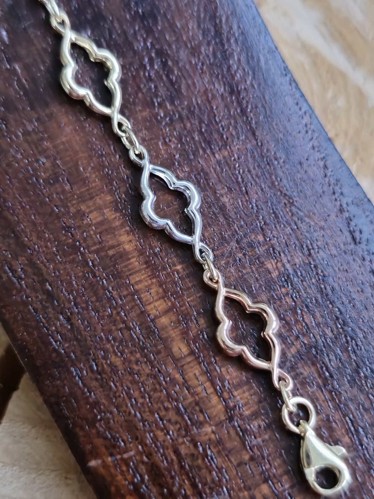 New Solid 9ct Yellow/White/Rose Gold Chain BRACELET 7.5inch Hallmarked Lovely