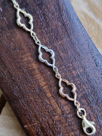 New Solid 9ct Yellow/White/Rose Gold Chain BRACELET 7.5inch Hallmarked Lovely