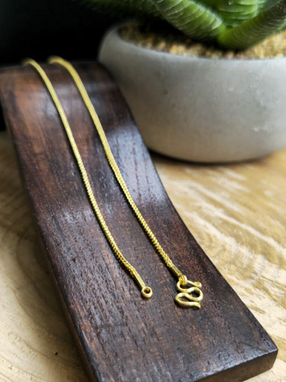 Solid 22K Yellow Gold Wheat/Foxtail Chain 15inch / 35cm Chocker 1.5mm Hook Clasp