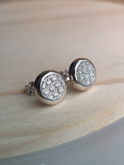 Glitter 9ct White Gold Sleepers Stud Earrings Butterfly Daily Use Elegant 