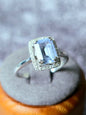 Stunning 9ct White Gold Aquamarine Diamond Halo Dress Ring Cocktail size P