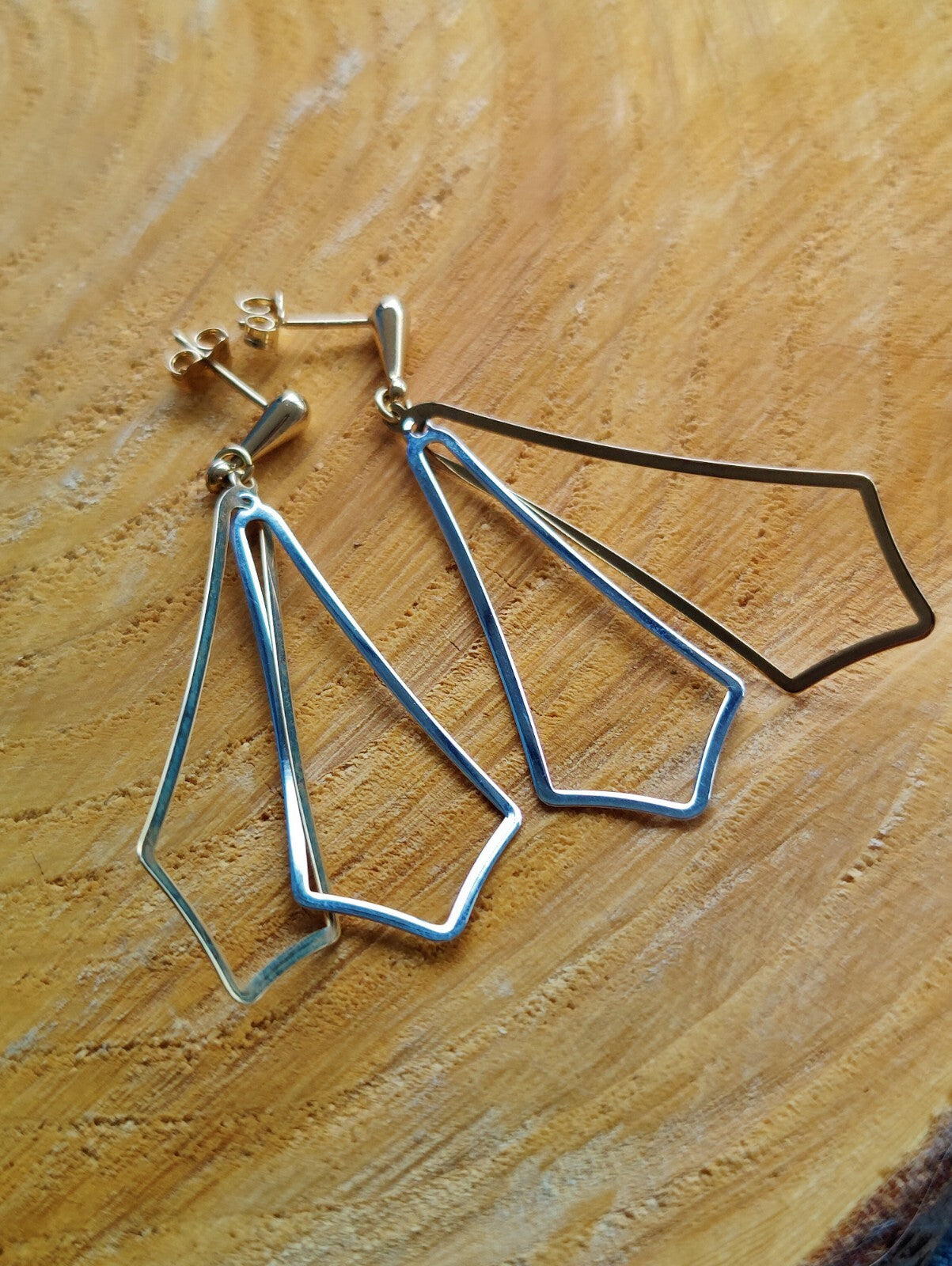 New 9ct Yellow Gold Drop Dangly Stud Earrings Decorative Long Hallmarked 