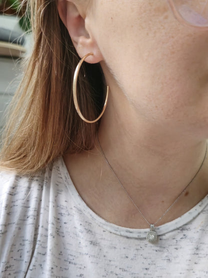 New 9ct Solid Yellow Gold Big Hoop Earrings Open End Hoops 53mm Butterfly