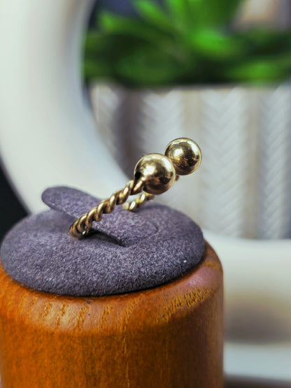 9ct Yellow Gold Split Ball Ends Ring Twisted Shank Size N-Q Adjustable Size 375