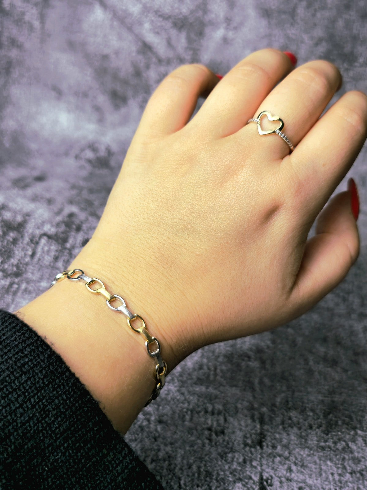 New 9ct Yellow/White Circles Link Gold Bracelet Hallmarked 7.5'' long