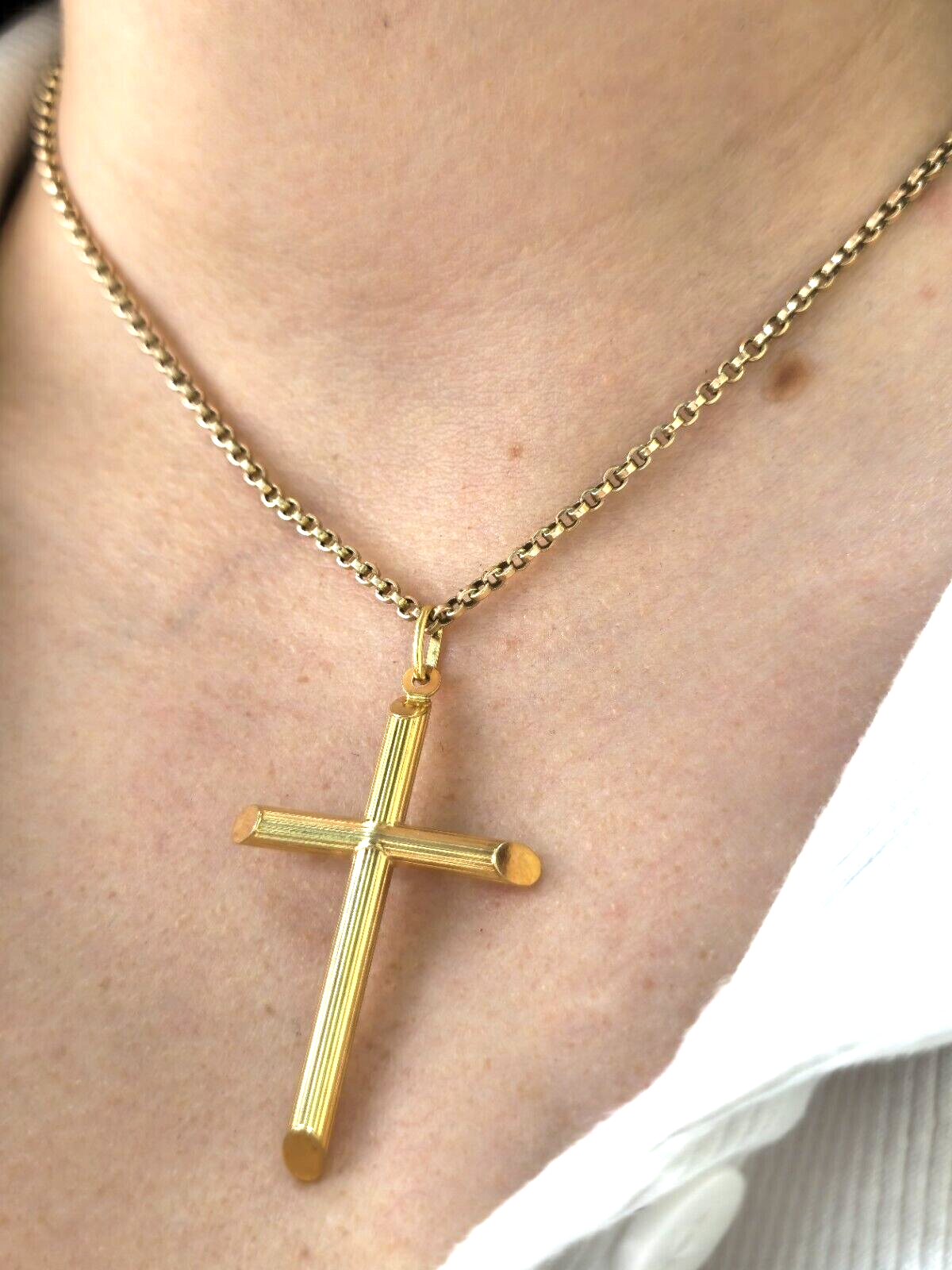 New Solid 9ct Yellow Gold Plain Cross Simple Pendant 50mm x 30 mm Hallmarked