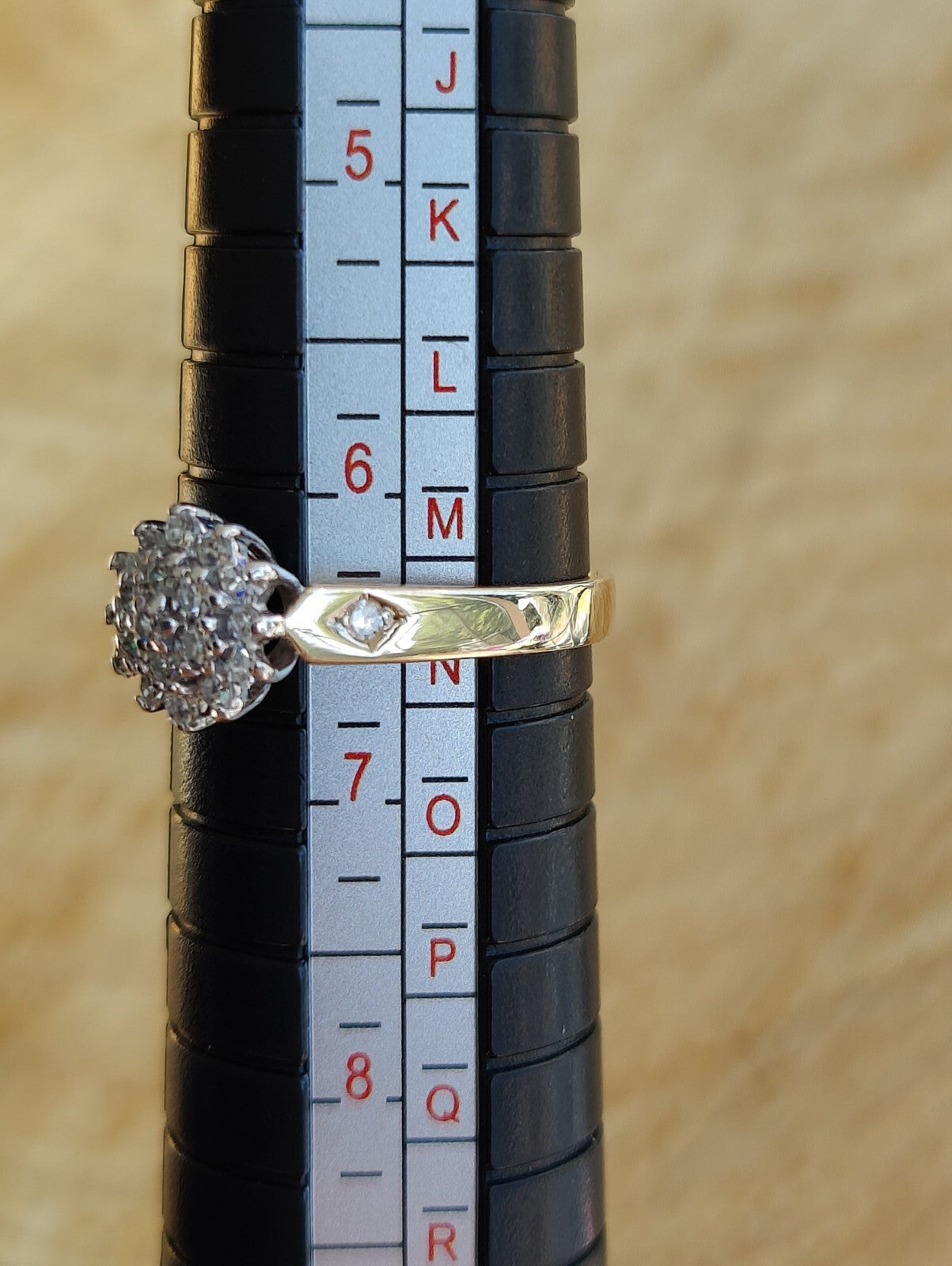 Solid 9ct Yellow Gold Ladies Diamond Cluster Ring Size M+ 375 Hallmarked 