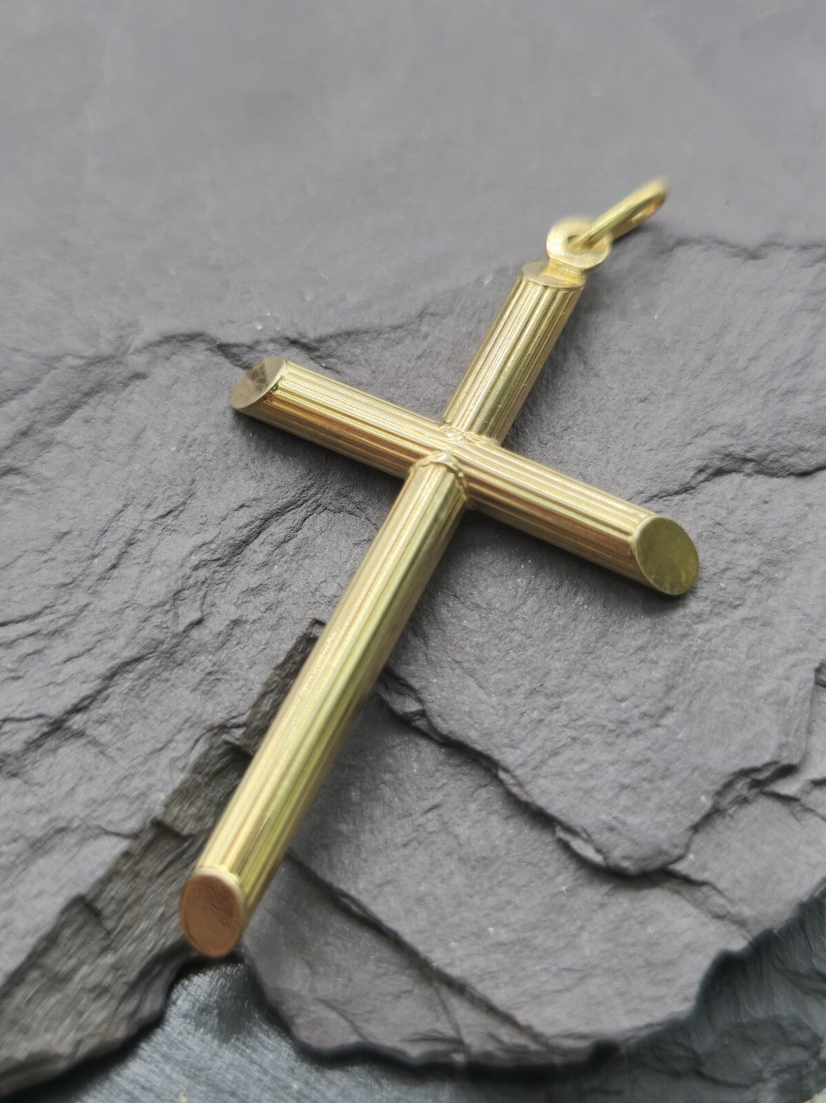 New Solid 9ct Yellow Gold Plain Cross Simple Pendant 50mm x 30 mm Hallmarked