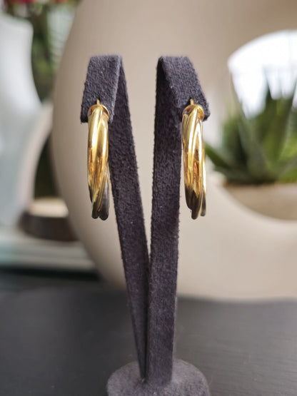 9ct Solid Yellow Gold Twisted Hoop Earrings Creole Hoops 28mm 4.5g Hallmarked