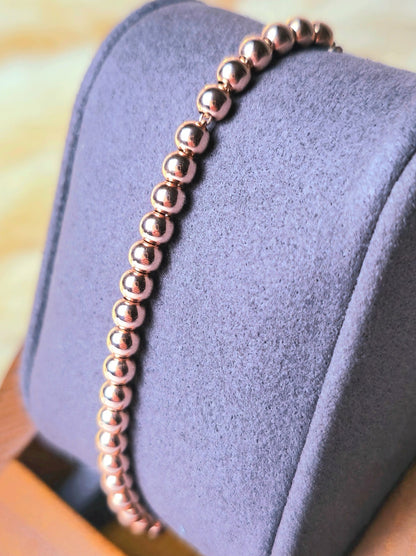 New Solid 9ct Rose Gold Bracelet Ball Beaded Expandable Balls 4mm Adjustable