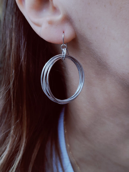 NEW 9ct White Gold Solid Drop Dangling Earrings Circles Hallmarked Hook