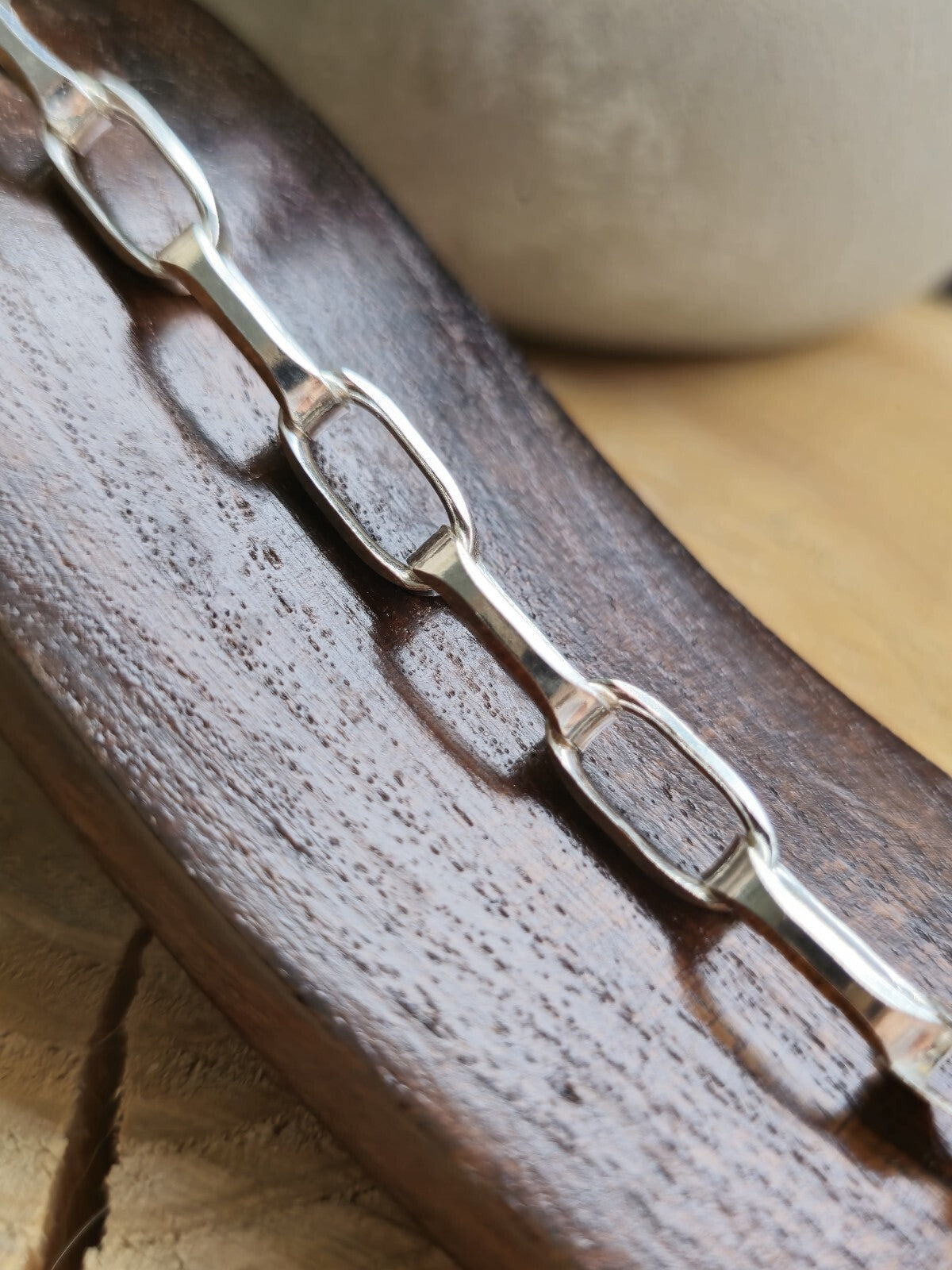 925 Sterling Silver Chunky Paper Clip Chain Bracelet 7mm 18g 8inch