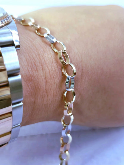 New Solid 9ct Yellow/White/Rose Gold Chain BRACELET Cable Round Link 6mm
