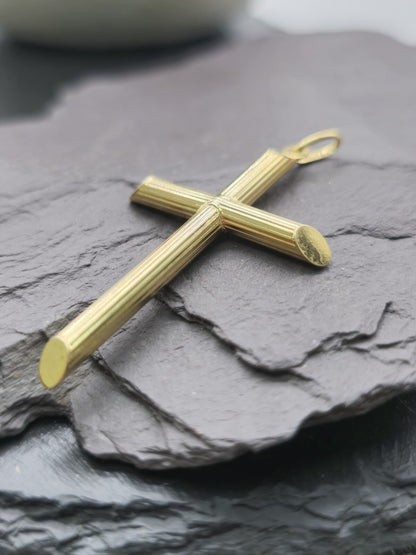 New Solid 9ct Yellow Gold Plain Cross Simple Pendant 50mm x 30 mm Hallmarked