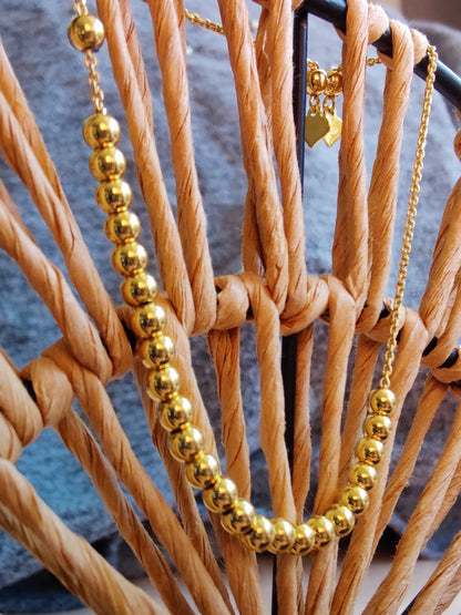 New Solid 9ct Yellow Gold Bracelet Ball Beaded Expandable Balls 4mm 4.9g