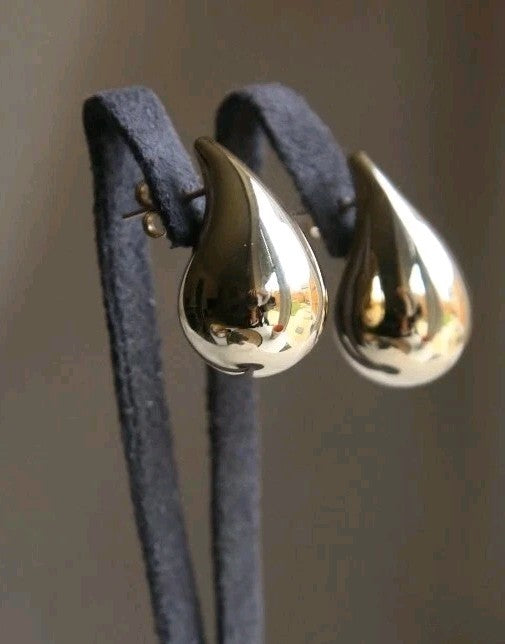 New 9k Yellow Gold Trendy Big Thick Waterdrop Tear Drop Earrings Bottegac 25mm
