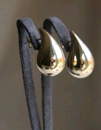 New 9k Yellow Gold Trendy Big Thick Waterdrop Tear Drop Earrings Bottegac 25mm