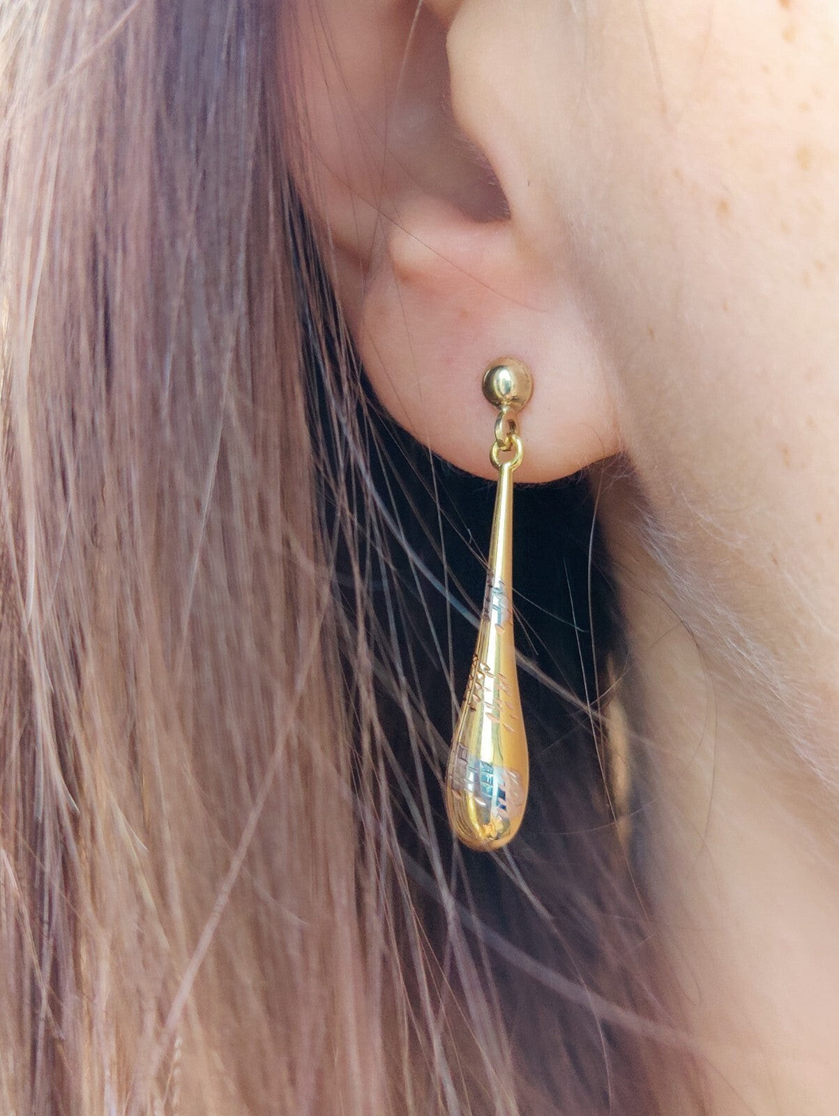 NEW 9ct Yellow/White Gold Solid Drop Dangling Earrings Studs Hallmarked