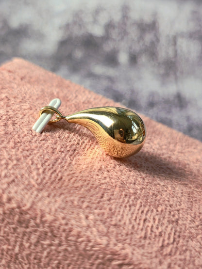 New 9k Yellow Gold Pendant Bottega Fashion Popped Teardrop with Loop Pear Shape