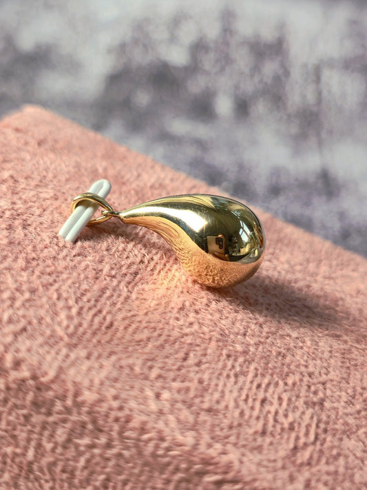 New 9k Yellow Gold Pendant Bottega Fashion Popped Teardrop with Loop Pear Shape