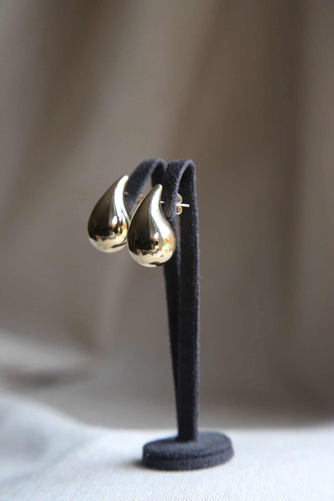 New 9k Yellow Gold Trendy Big Thick Waterdrop Tear Drop Earrings Bottegac 25mm