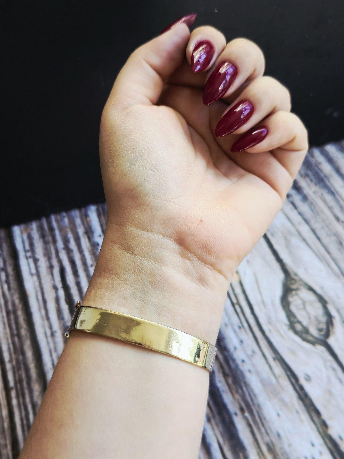 9ct Yellow Gold Chunky Flat Square Plain Bangle Stacking BRACELET 10mm Wide