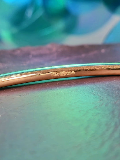 Solid 9ct Yellow Gold TORQUE BANGLE BALL Open Split BRACELET Bottom Hallmaked